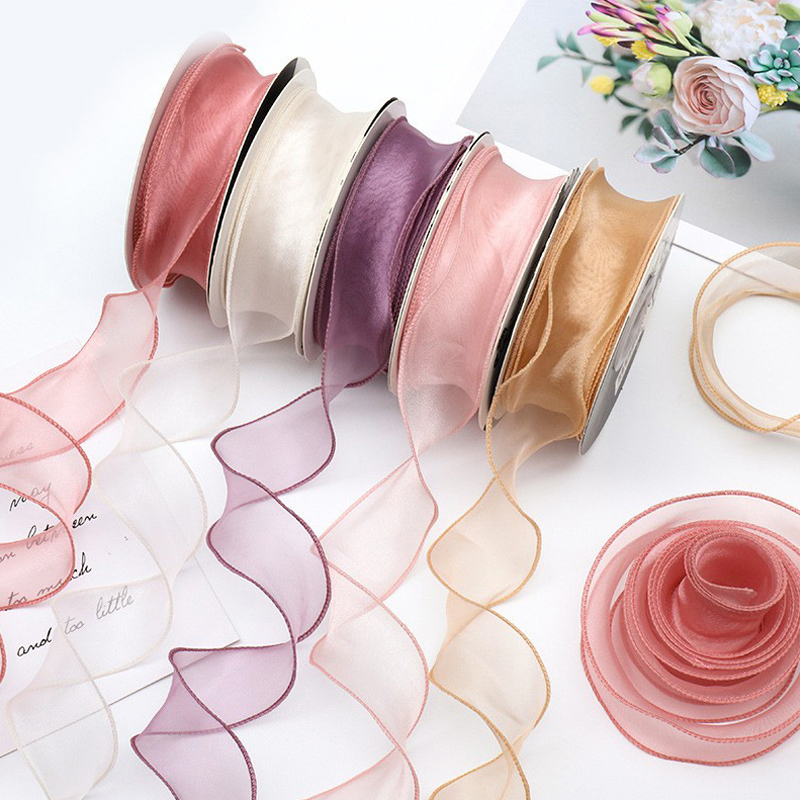9Meters/Roll Sheer Silk Ribbon - đánh giá và giá Ribbon Organza Roll