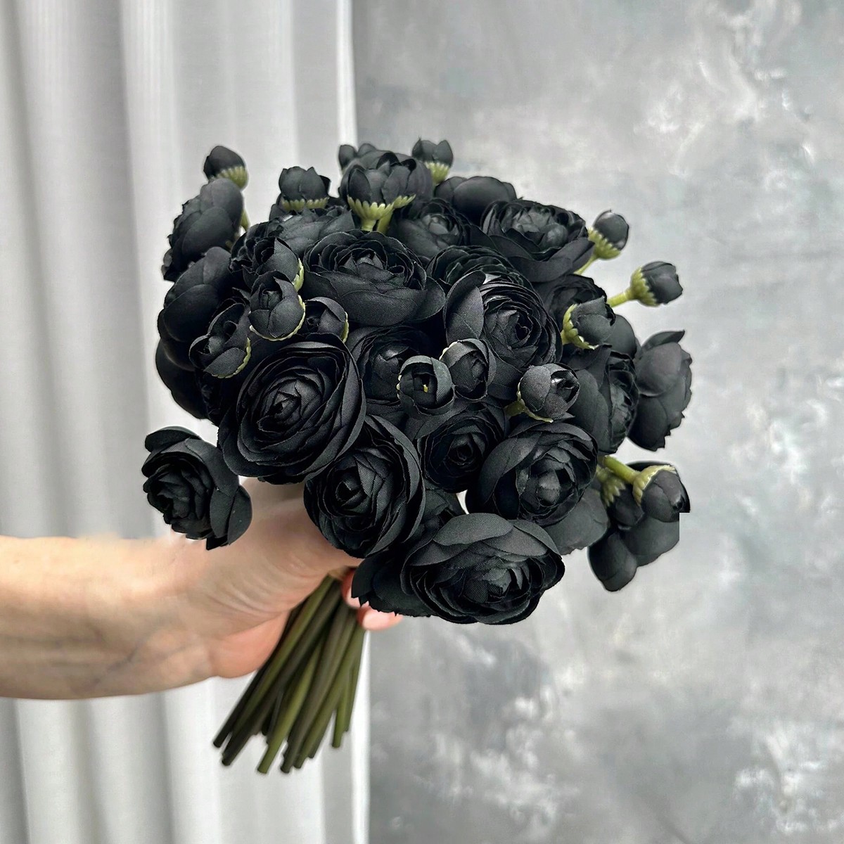Mini Black Ranunculus Artifici - đánh giá và giá Dried Flower Bunch