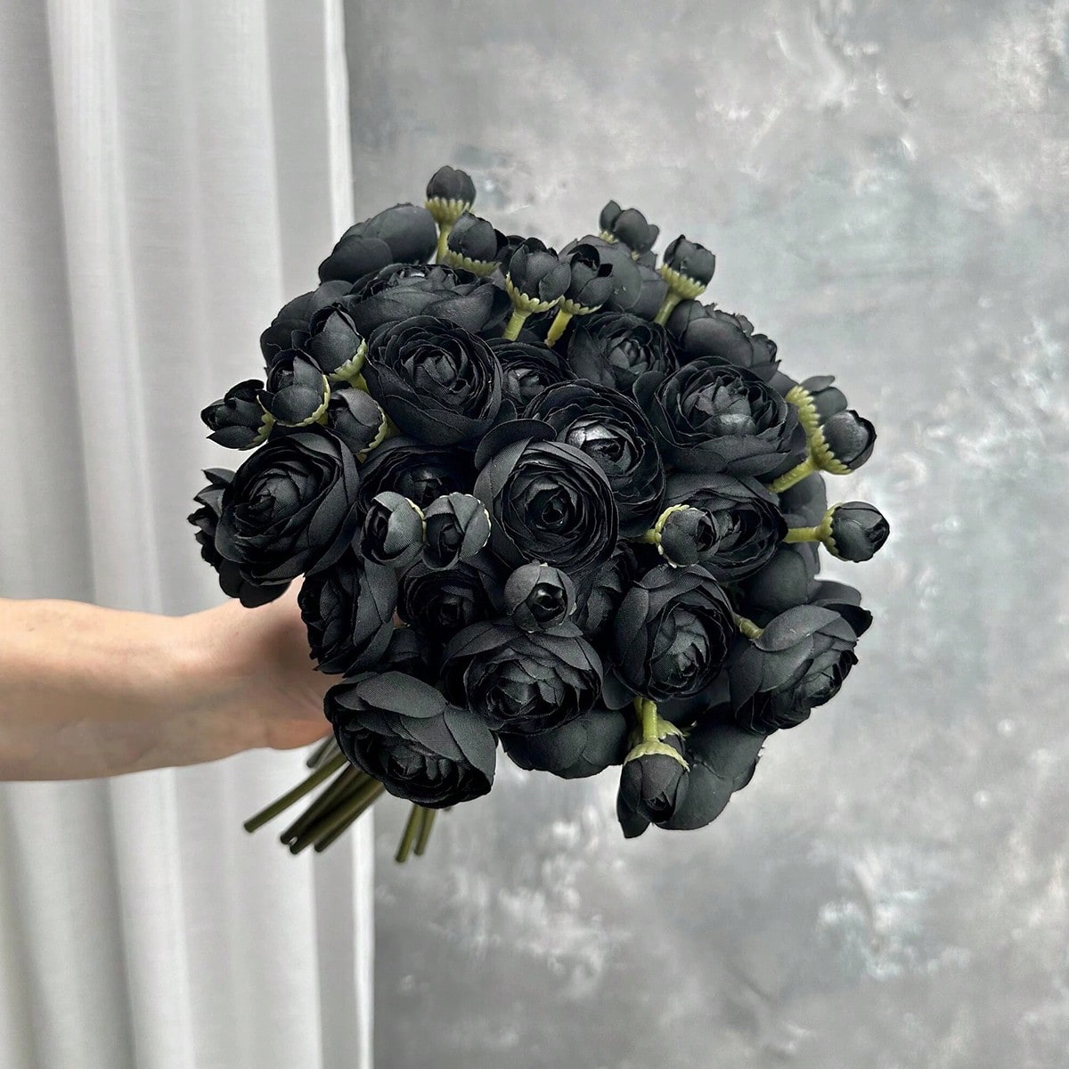 Mini Black Ranunculus Artifici - đánh giá và giá Dried Flower Bunch
