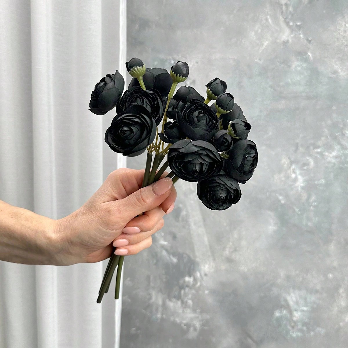 Mini Black Ranunculus Artifici - đánh giá và giá Dried Flower Bunch