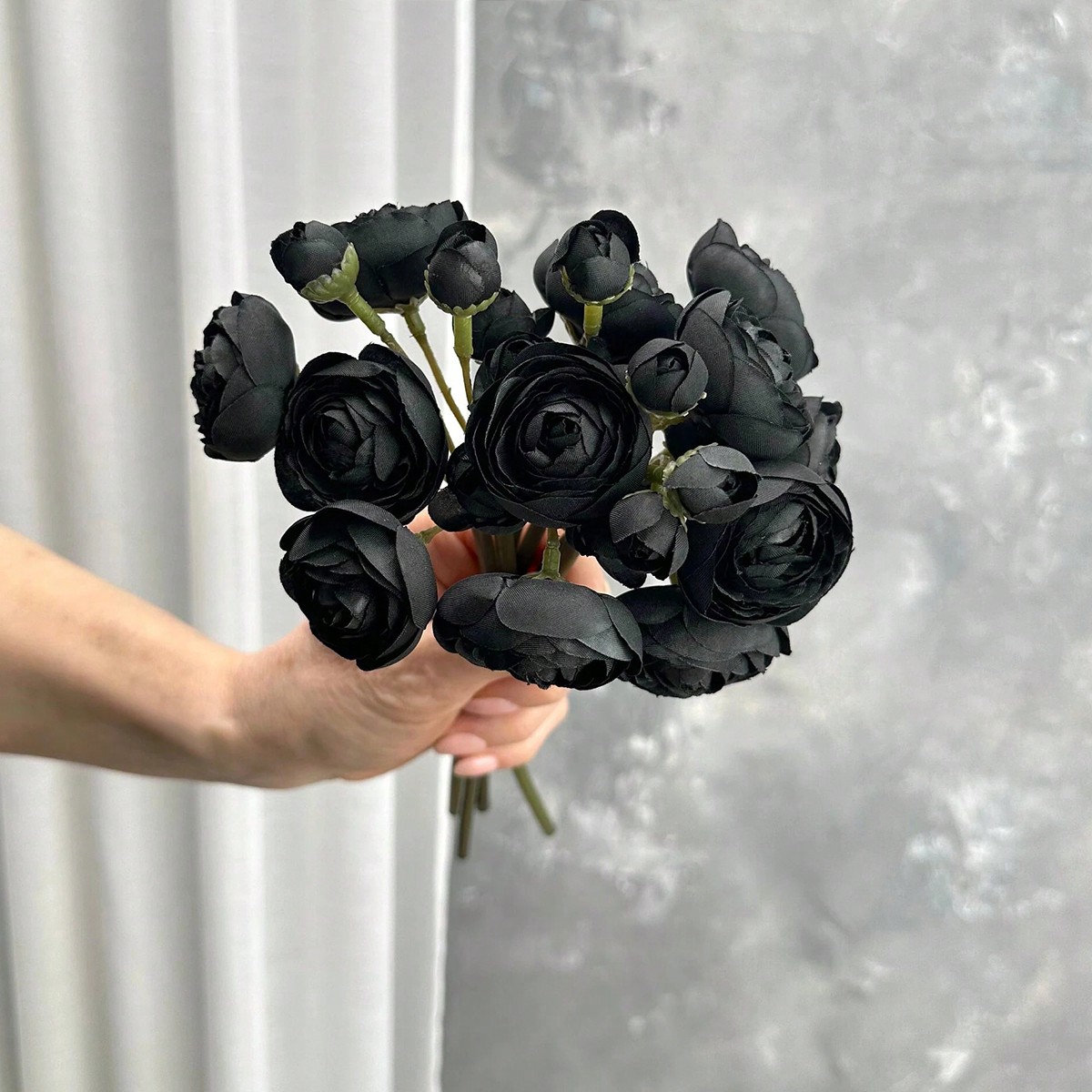 Mini Black Ranunculus Artifici - đánh giá và giá Dried Flower Bunch