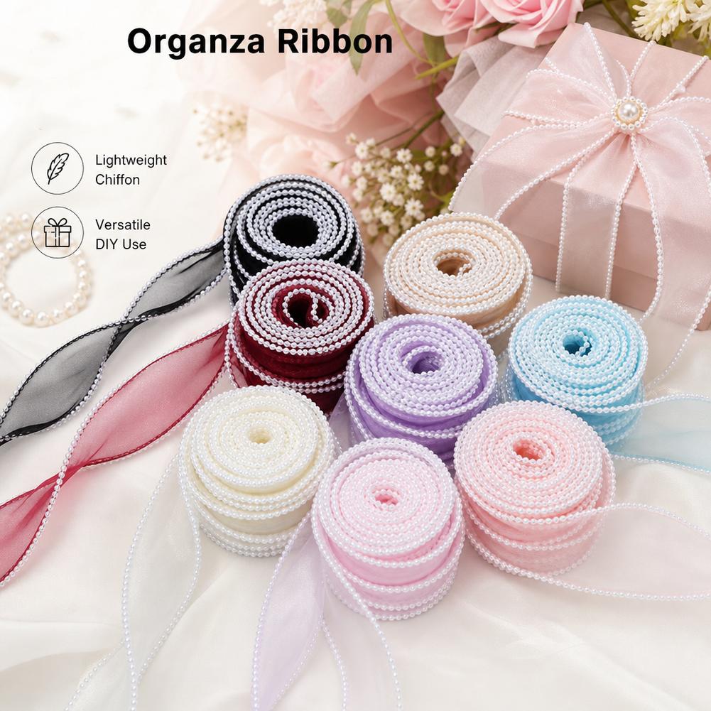 5Yards/Roll 4cm Pearl Fishtail - đánh giá và giá Ribbon Organza Roll